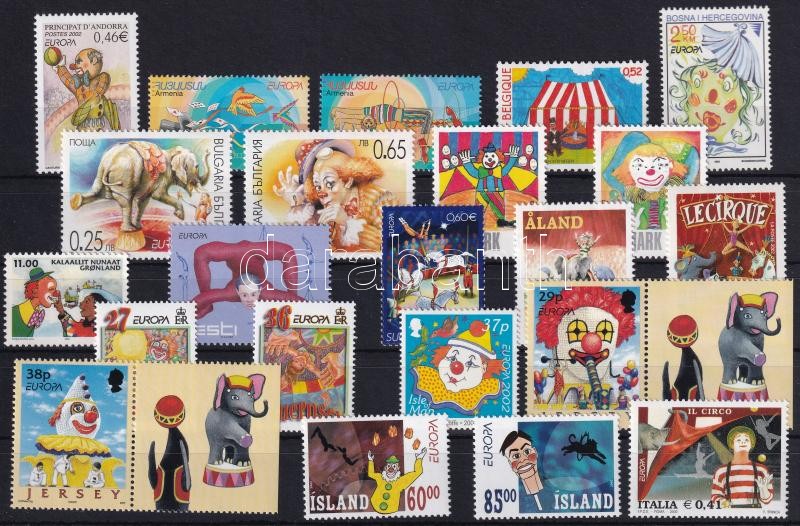 Europa CEPT: Circus 48 pcs stamps, Europa CEPT: Cirkusz bélyegek 48 db 2 stecklapon