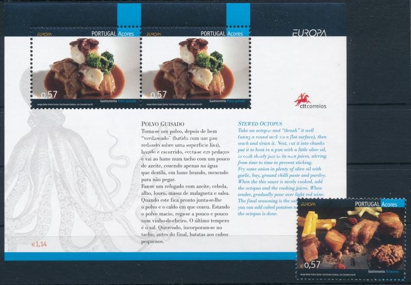 Europa CEPT: Gastronomy stamp + block, Europa CEPT: Gasztronómia bélyeg + blokk