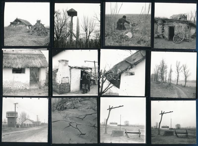 1973 Kecskeméti tanyavilág, Ballószög és környéke, 33 db vintage nézőkép, 6x6 cm