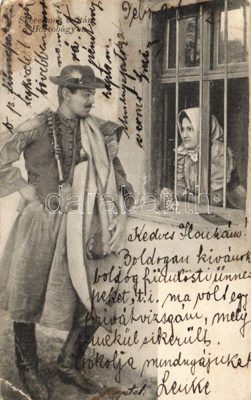 Hortobágy, szerelmes bojtár; Pongrácz Géza kiadása Kiss Ferencz fényképe után