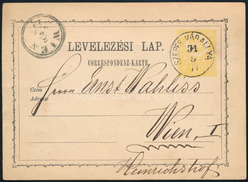 1871 Díjjegyes levelezőlap / PS-card 