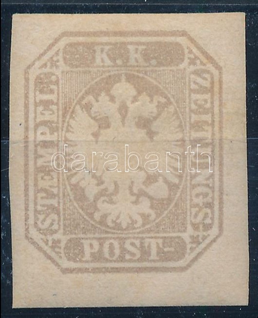 1863 Hírlapbélyeg szürkésbarna /grey brown Certificate: Strakosch