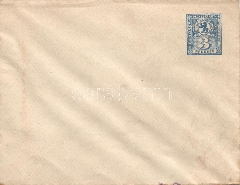 Private post of Berlin unused postal stationery cover, Berlin városi magánposta használatlan díjjegyes boríték