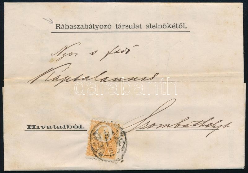 1874 Réznyomat 2kr nyomtatványon Győrből Szombathelyre