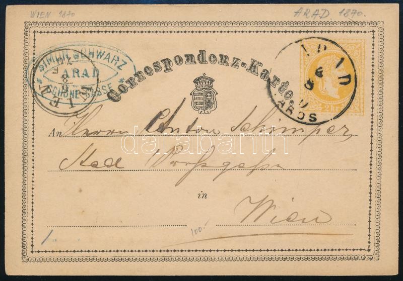 1870 Díjjegyes levelezőlap 