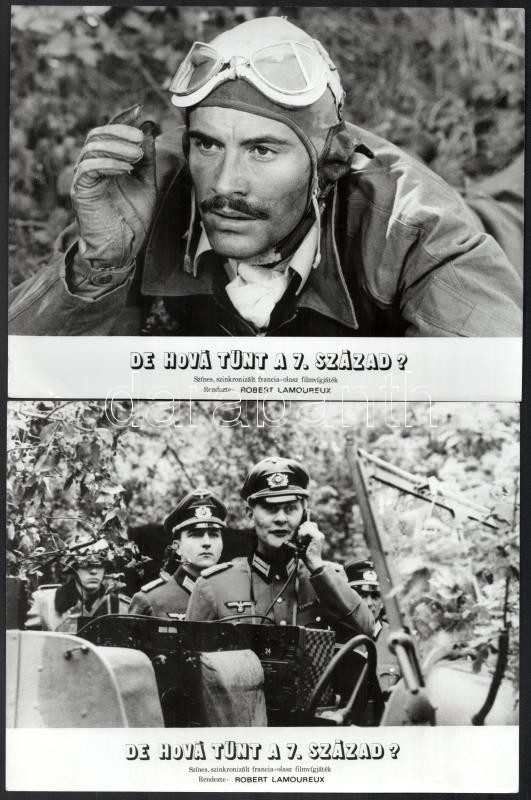 1973 ,,De hová tűnt a 7. század?" című francia - olasz film jelenetei és szereplői, 17 db vintage produkciós filmfotó, ezüst zselatinos fotópapíron, kisebb hibák a képeken, 18x24 cm