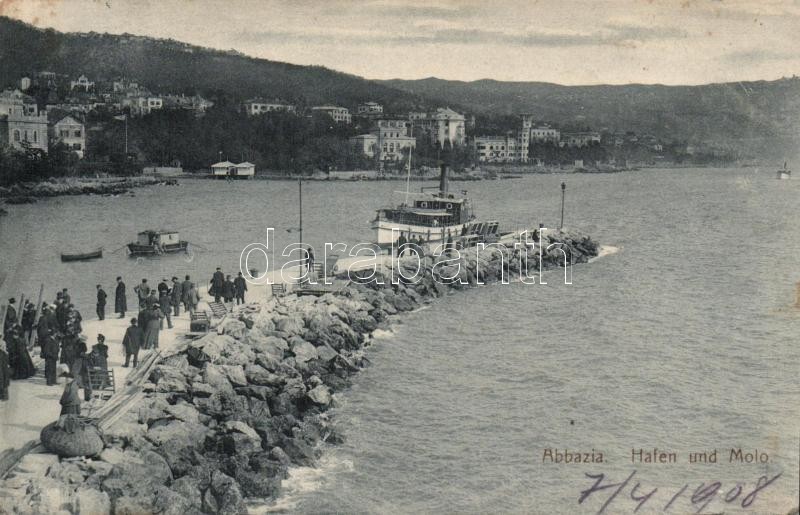 Abbázia, kikötő, móló, Abbázia, port and molo
