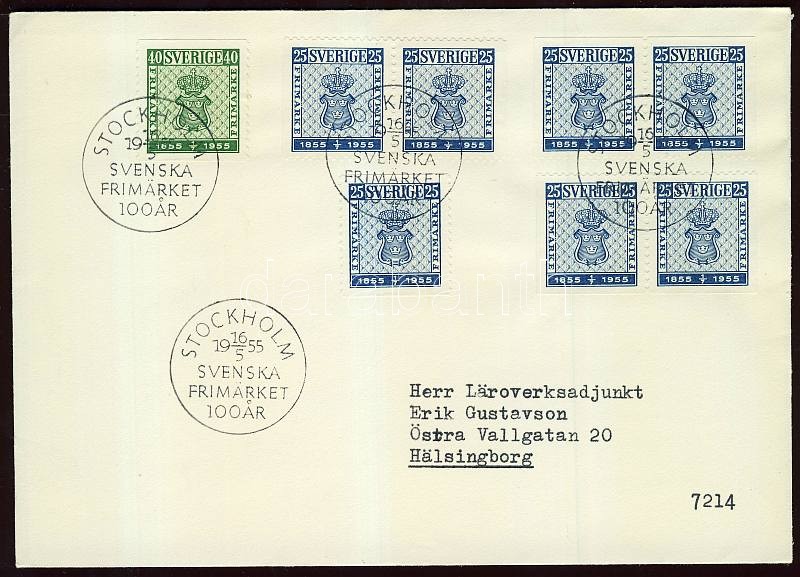 100 éves a svéd bélyeg FDC, Centenary of the Swedish stamp FDC, 100 Jahre schwedische Briefmarken FDC