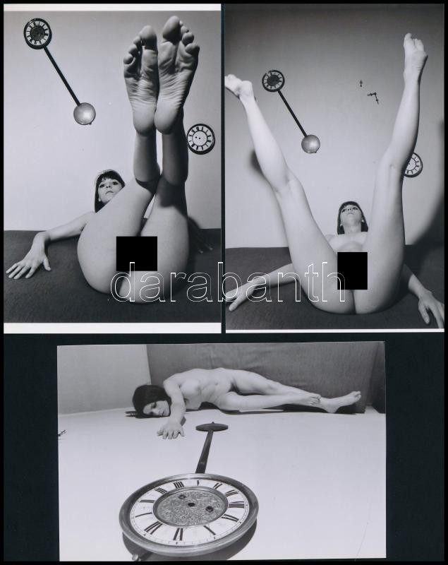 cca 1979 Vágyjelző készülék kilengései, szolidan erotikus felvételek, 3 db mai nagyítás, 15x10 cm