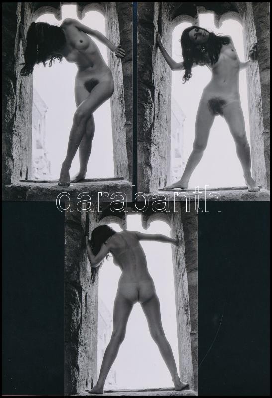 cca 1978 Egy régi ablakkeret legizgalmasabb pillanatai, szolidan erotikus felvételek, 3 db mai nagyítás, 15x10 cm