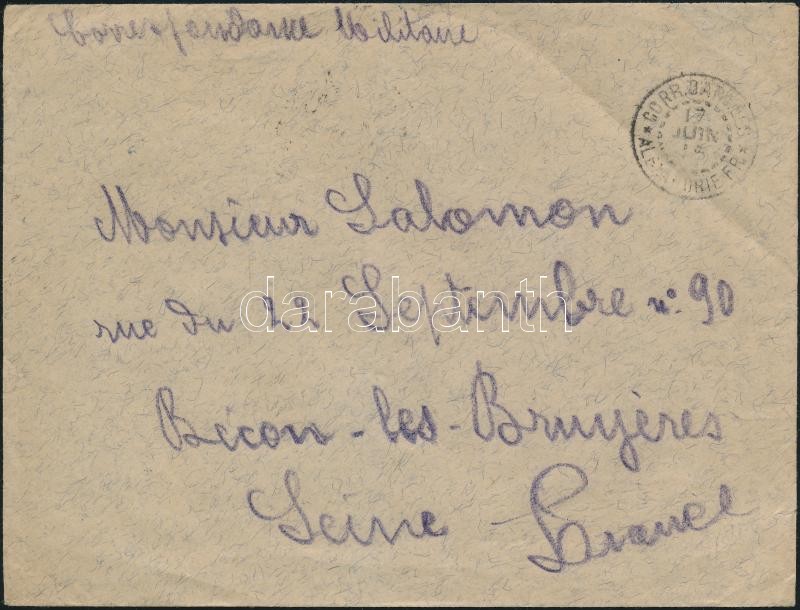Military cover &quot;ALEXANDRIE&quot; - France, Katonai posta levél &quot;ALEXANDRIE&quot; - France