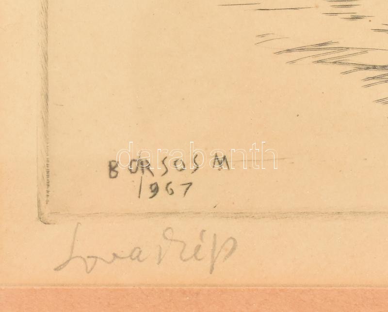 Borsos Miklós (19061990) Lovak és lovas. Rézkarc, papír, jelzett