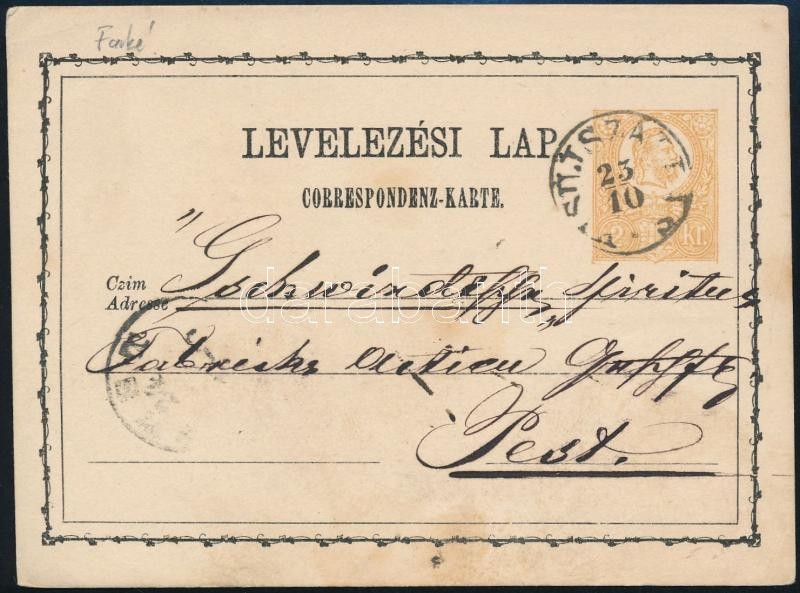 1874 2kr díjjegyes levelezőlap 