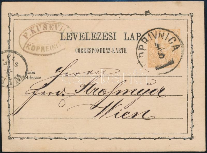 1873 2kr díjjegyes levelezőlap 