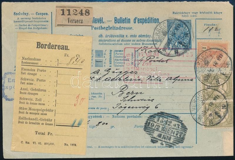 1903 Csomagszállító Versecről Svájcba 1,12K bérmentesítéssel