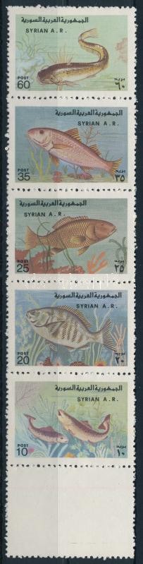 Halak összefüggő üresmezős csík, Fishes stripe of 5 with blank field