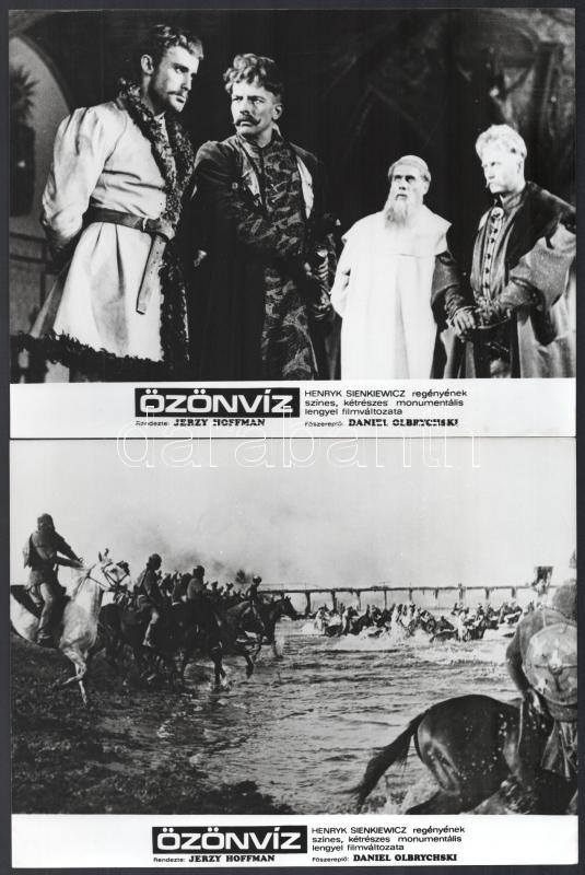 cca 1974 ,,Özönvíz" című lengyel film jelenetei és szereplői, 11 db vintage produkciós filmfotó, a használatból eredő (esetleges) kisebb hibákkal, ezüst zselatinos fotópapíron, 18x24 cm