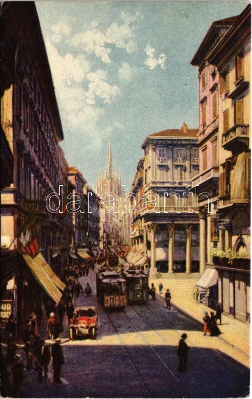 Milano, Milan; Corso Vittorio Emanuele / street view, tram