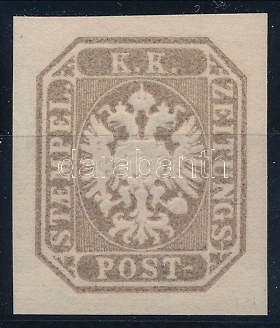 1886 Newspaper reprint purplish brown with original gum. Certificate: Strakosch, 1886 Hírlapbélyeg Újnyomat lilásbarna, eredeti gumival Certificate: Strakosch
