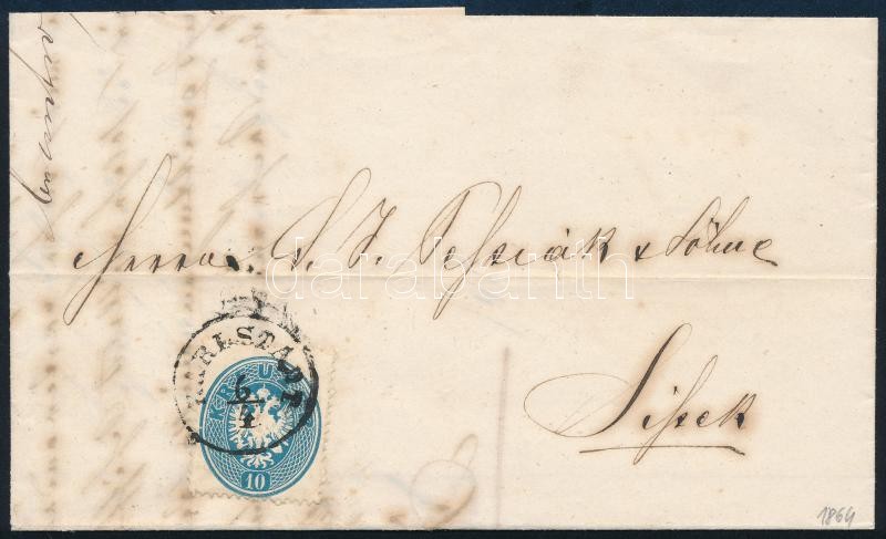 1864 10kr levélen / on cover 