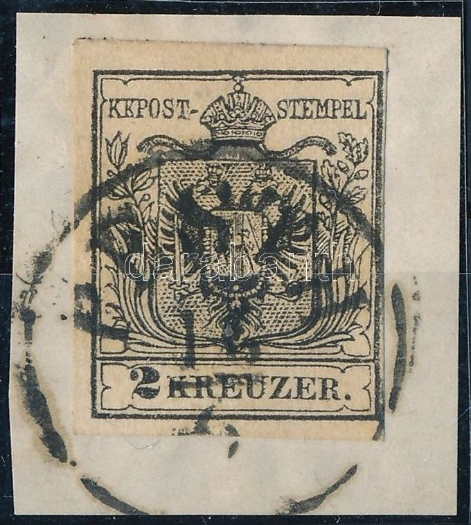 1850 2kr mélyfekete, type: MP III. / deep black "PESTH" Certificate: Babor