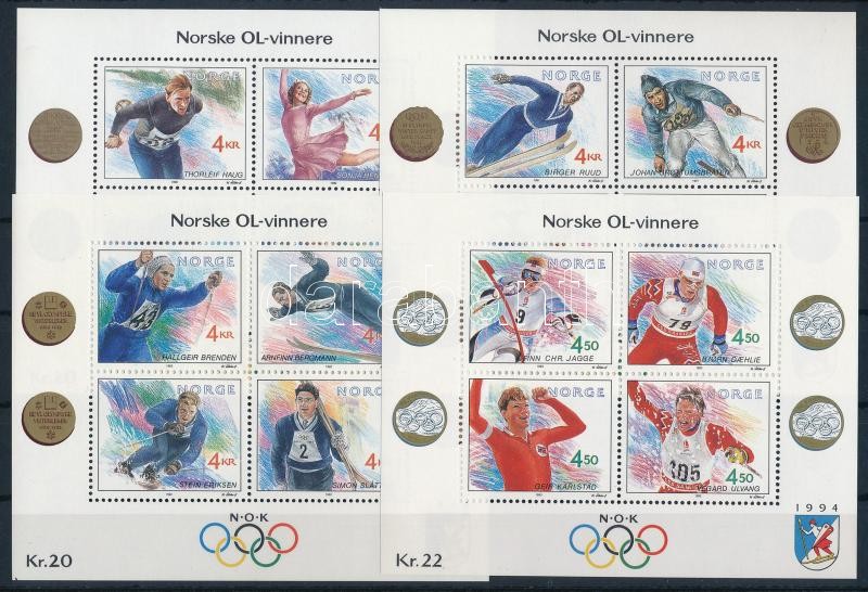 1990-1993 Winter Olympics, Lillehammer blocks, 1990-1993 4 db Téli olimpia, Lillehammer - Olimpiai bajnok (II.)-(V.) blokk