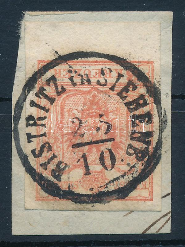 1850 3kr HP III. with large margin "BISTRITZ in SIEBENB", 1850 3kr HP III. óriási alsó ívszéllel "BISTRITZ in SIEBENB"