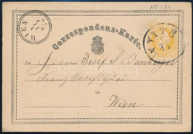 1870 2kr PS-card "NYITR(A)", 1870 2kr díjjegyes levelezőlap "NYITR(A)"