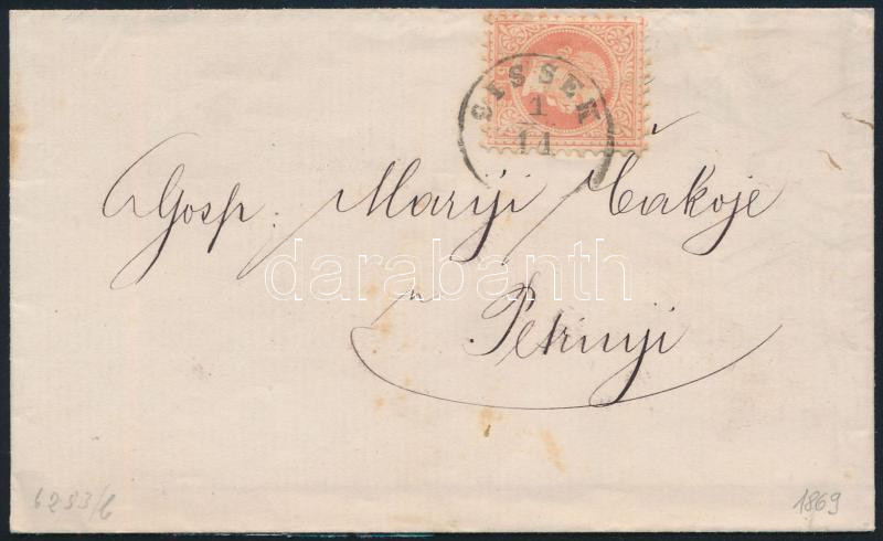 1869 5kr on cover "SISSEK" - Petrinia, 1869 5kr levélen "SISSEK" - Petrinia