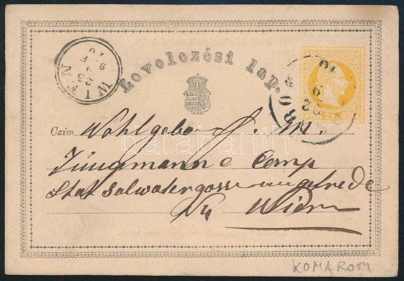 1870 PS-card "(K)OMÁRO(M)", 1870 Díjjegyes levelezőlap "(K)OMÁRO(M)"