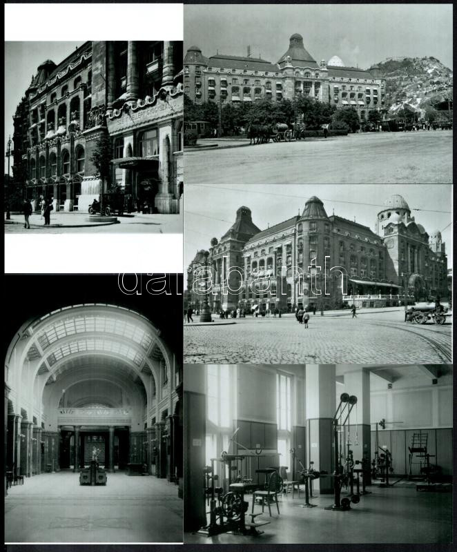 cca 1930 Budapest, Gellért Hotel és Gyógyfürdő kívül-belül, 5 db mai nagyítás Fekete György (1904-1990) budapesti fényképész hagyatékából, 10x15 cm