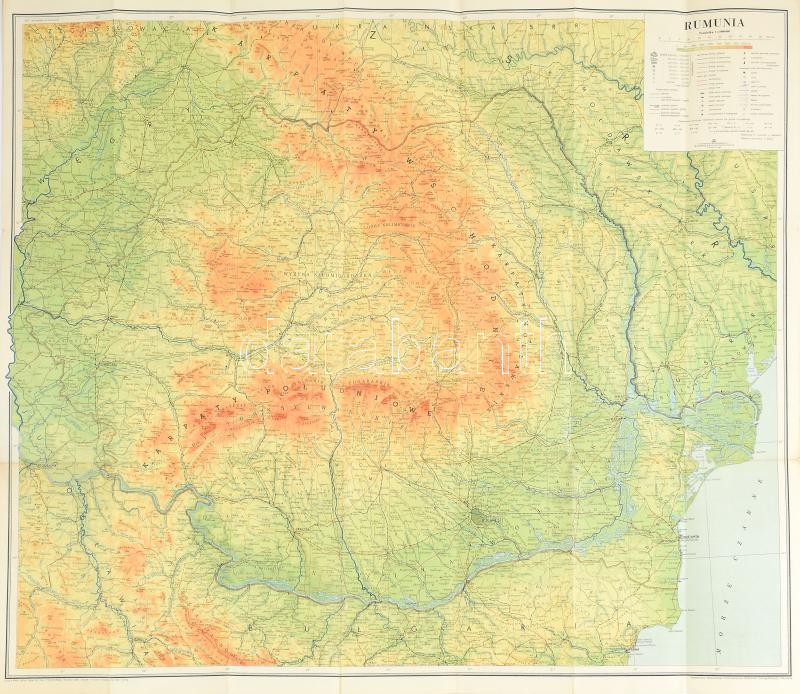 1960 Románia térképe, lengyel nyelvű, 79x69 cm / Map of Romania ...