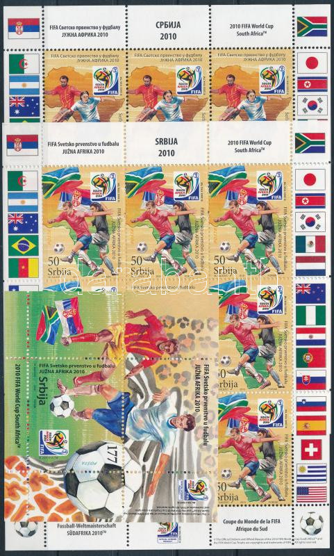 Football World Cup, South Africa mini sheet pair + block, Labdarugó VB Dél Afrika kisívpár + blokk