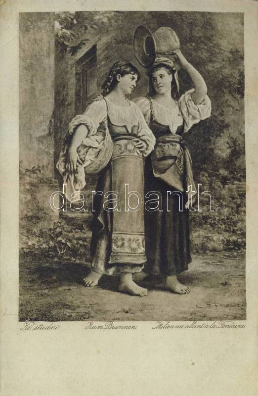 Nők a kúthoz menet, pinx. C. Schreiber, O.K.W. Nr. 67., Ladies go to the well, pinx. C. Schreiber, O.K.W. Nr. 67.