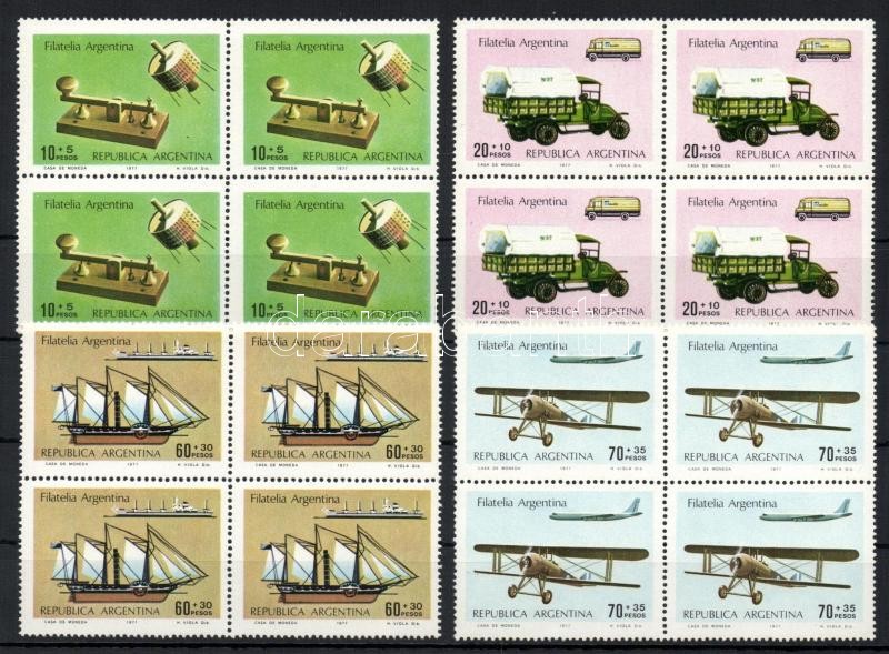 Stamp-day in block of four, Bélyegnap négyes tömbökben, Tag der Philatelie Viererblocks