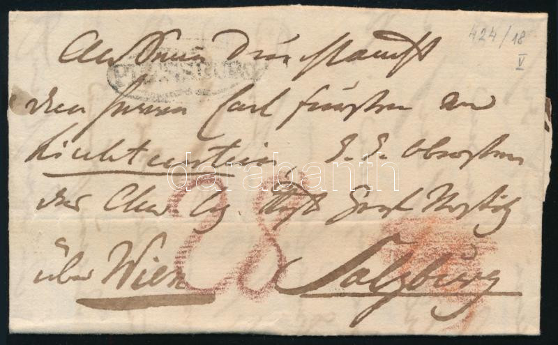 ca 1830 Cover with 28kr postage due 