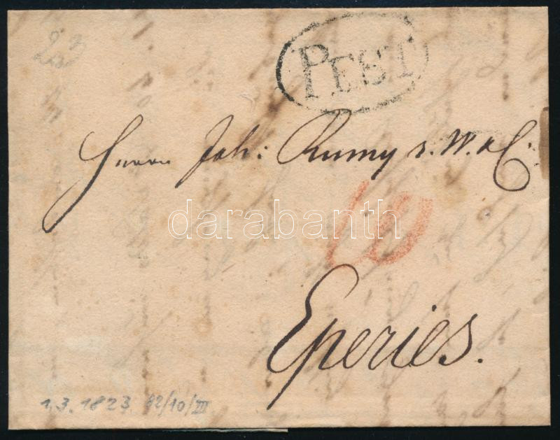 1823 Portós levél / Unpaid cover 