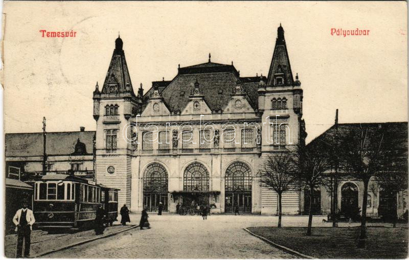 1912 Temesvár, Timisoara; vasútállomás, villamos / railway | Darabanth ...