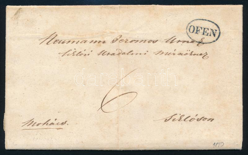 1850 Levél 6kr portóval / Unpaid cover 