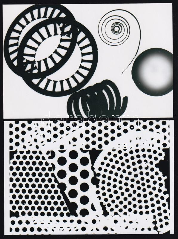 Fotogram és fénygrafika, eltérő időben (cca 1980-as évek) készült alkotások, 3 db modern nagyítás, 10x15 cm
