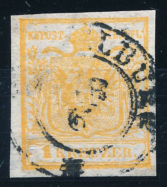 1850 1kr HP Ia, orange, watermark detail 