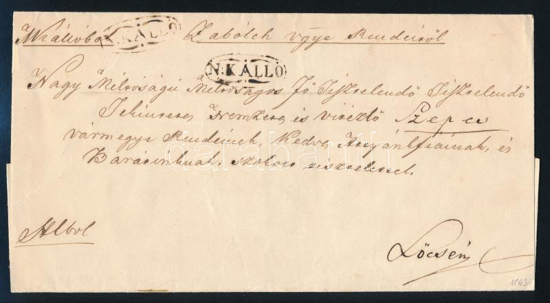1843 Hivatalos levél / Official cover 