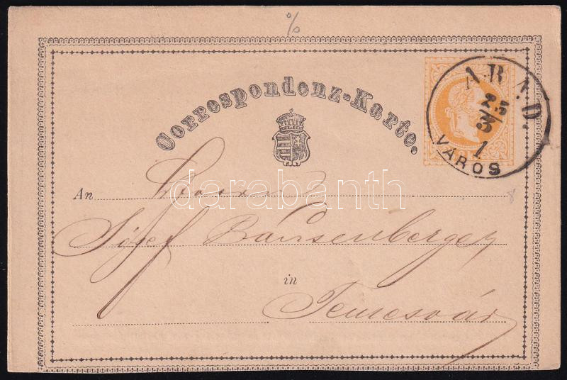 1871 2kr PS-card "ARAD VÁROS" - Temesvár, 1871 2kr díjjegyes levelezőlap "ARAD VÁROS" - Temesvár