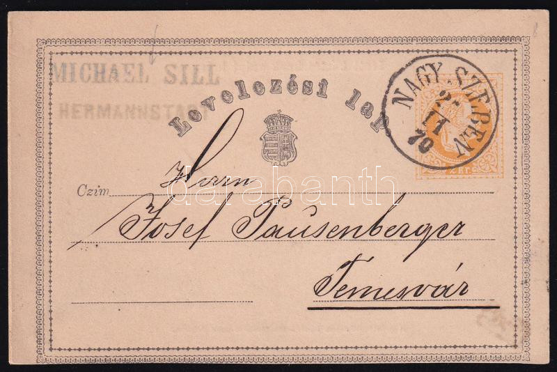 1870 2kr díjjegyes levelezőlap 