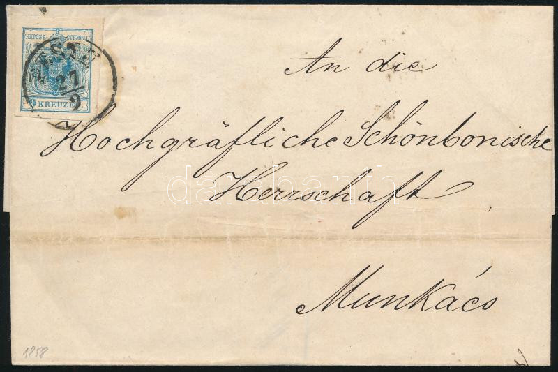 1858 9kr MP III. levélen / on cover 
