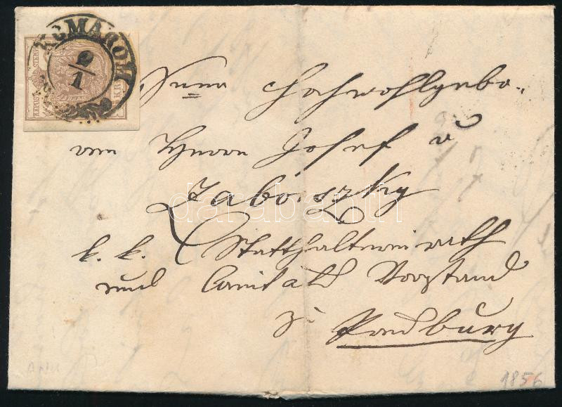 1856 6kr MP III. levélen / on cover 