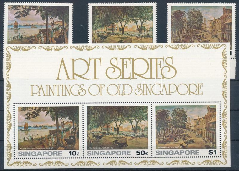 Festmények a szingapúri nemzeti múzeumból ívszéli sor + blokk, Paintsings from Singapore National Museum margin set + block