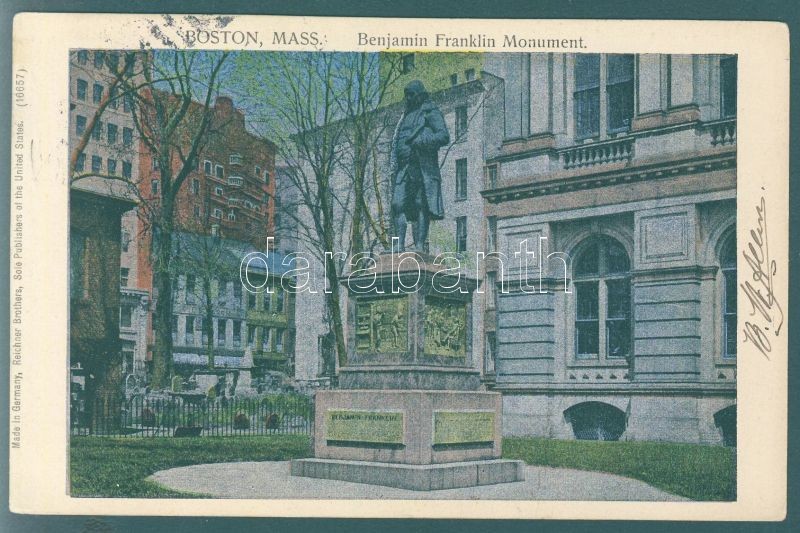 Boston, Benjamin Franklin Monument, metallic card