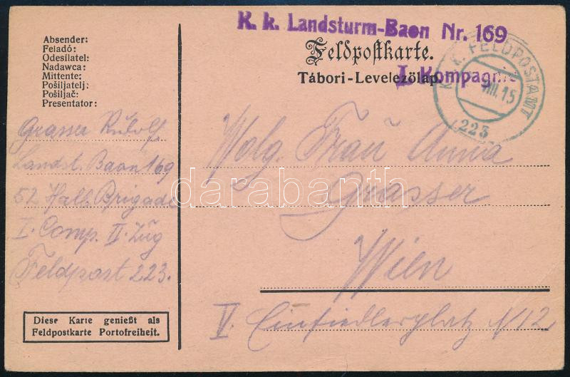 1915 Tábori posta levelezőlap 