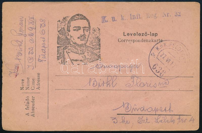 1917 Tábori posta levelezőlap 